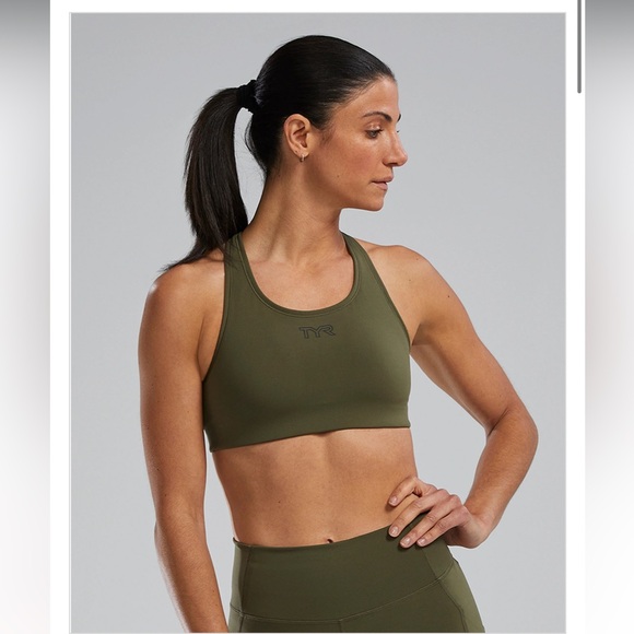 TYR Olive Green Sports Bra - Picture 1 of 5